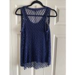 Generation Love  Womens Medium Navy Open Knit Tank Mettalic Thread Photo 4