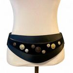 Vintage Black Leather & Suede Studded Belt Photo 0