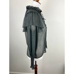 ZARA NWT  Black Sheer Burnout Dot Ruffle Mock Neck Long Sleeve Blouse Top Size S Photo 12