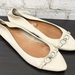 Coach “Ondrea” Off White Ecru Leather CC Logo Pointy Toe Ballet Flats Size 9B Photo 1