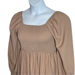 Khaki Boho Festival Maxi Dress Square Neck Ruffle Hem Size Large Tan Photo 9