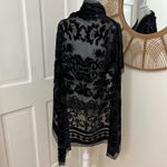 Ellen Tracy Silk Blend Black Velvet Burnout Sheer Scarf Shawl Shimmer Whimsigoth Evening Photo 2