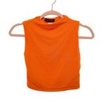 Naked Wardrobe NWOT Ribbed Mock Neck Sleeveless Open Back Crop Top Orange Small Photo 1