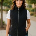 Abercrombie & Fitch Womens Black Fleece Diamond Quilted Vest Size Small Full Zip Photo 0