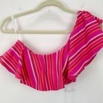 Trina Turk Marai Swimsuit Set One Shoulder Ruffle Pink Striped Padded US 10 NWT Photo 12