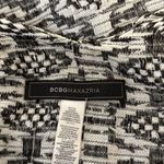 BCBGMAXAZRIA  Womens Boho Poncho Wrap Sweater One Size Black Beige Fringe Trim Photo 6