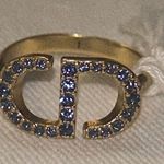 Christian Dior Petit CD Ring Gold-Finish Metal and Blue Crystals Size L Photo 5