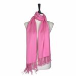 Women’s Bundle 3 Oblong Scarfs Solid Color Fringe Pink Peacock Blue Hot Pink Photo 10
