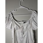 Lulus  White Floral Jacquard Puff Sleeve Sweetheart Neckline Mini Dress Size L Photo 2