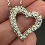 Swavorski SWAROVSKI Swan Signed Rhodium Plated Open Heart Pave Crystal Pendant Necklace 5g Photo 5