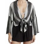 Elan Bell Sleeve Cover-Up Cardigan Abstract Black White Kenya NWT XS Photo 0