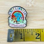 Caffeinated & Medicated/MentalHealth Awareness Enamel Pin White Photo 2