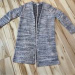 Candie's long cardigan fuzzy duster sweater womens large gray black white Photo 7