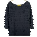 Nicole Miller Studio One Black Ruffle Knit Sheath Dress Size S Photo 3