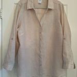 Sigrid Olsen  100% Linen Button Up Tunic Roll Tab Sleeve Cream Womens Sz 2XL Plus Photo 0