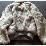 Vintage Elam White Brown Beige Rabbit Fur Zip Down Long Sleeve Women’s Sz M Size M Photo 3