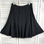 Dalia Collection  Black Midi Skirt with Seams-10 Photo 0