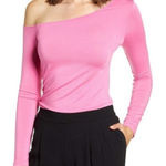 Halogen Pink Off Shoulder Long Sleeve Ruched Bodycon Top Size Small Photo 0