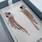NWT Christian Siriano Waterfall Rhinestone Baguette Earrings Wedding Prom Fringe Gold Photo 4