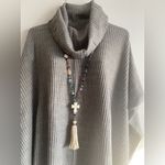 1Pc Boho Sweater Necklace Colorful Beaded‎ Cream Tassel Cross Charm Fashion Blue Photo 5