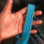 Cato 2000s y2k Blue leather hand shoulder bag crossbody purse with green stitching and buckle pocket details Photo 5