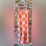 Amazon Pink and Orange Checkered Maxi Dress Photo 2