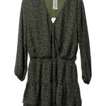 Sadie & Sage Womens Olive Green Animal Print Mini Dress Long Sleeve Small NWT Photo 0
