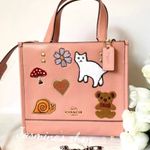 Coach CC421 Dempsey Tote 22 With Creature Patches Leather Candy Pink Multi Photo 0