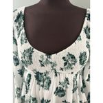 Hollister White Green Floral Top XS Smocked Peplum Milkmaid Boho Coquette Photo 1