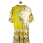 Boutique  1X Maggie Floral Maxi Dress Tropical Tired Puff Sleeve Yellow Womens Photo 5