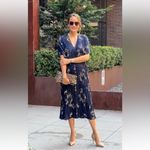 Vince  Navy Floral Midi Dress Photo 2