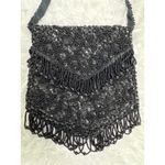 Vintage Mademoiselle Handmade Beaded Black Evening Bag Hong Kong Purse Photo 5
