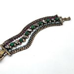 Stella & Dot Women's Triple Chain Rhinestones Bracelet emerald stunning cocktail Photo 7