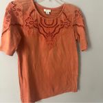 Sundance  Terracotta Lace Embroider Accent Short Sleeve Oversize Top XS Photo 1
