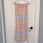 Bobi Sunset Linen Blend Pant - Wide Leg Small Revolve Yellow Pink Pastel Stripe Photo 4