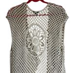 Artesia Crochet Knit Open Cardigan Fringe Vest Long Boho Festival Size Small Photo 7