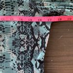 INC Sheer Snake Print Tunic Top Beaded Neck Teal Black Small Nylon Mesh Blouse Blue Photo 6