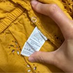 Madewell  Mustard Yellow Eyelet Faux Wrap Shirt Size Small Photo 8