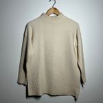BTFBM Sweater Women S White Cream Mock Neck Long Sleeve Minimal Modest Office Photo 1
