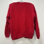 Harvé Benard Harve Benard Medium Cardigan Sweater Hand Knit Novelty Animal Ramie Red Quilt‎ Photo 5