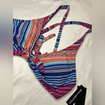 a.n.a . Multi Color Striped Cross Back Bikini Top XL Photo 2