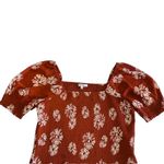 Madewell  Georgette Lucie Floral Smocked Top‎ Square Neck Puff Sleeve Rust Size M Photo 14