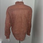 Quince Organic Textured Cotton Peasant Blouse Large Tan Photo 4