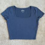 Hollister  Ribbed Stretch Scoop Neck Short Sleeve Crop Top in Blue Women's Medium Photo 0