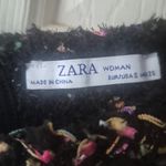 ZARA  Black Multicolor Boucle Knit Sweater Pearl Sleeves Tweed Holiday Size Small Photo 3