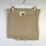 SER.O.YA Arola Skirt Rib Knit Cappuccino Beige Pull On Cotton Distressed XL NWT Tan Photo 6