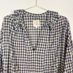 A Shirt Thing Penelope Ruffle Collar Checkered‎ Popover Blouse Size Small Blue Photo 1