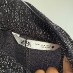 ZARA  Black Silver Metallic Sparkle Ruched Bodycon Mini‎ Dress Mock Neck M Photo 3