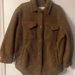 American Eagle Teddy Bear Oversized Sherpa Fleece Jacket M Taupe Brown Size M Photo 0