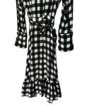 MARRISA WEBB Women's Black & White Gingham Plaid Wrap Midi Dress Size Medium Photo 6